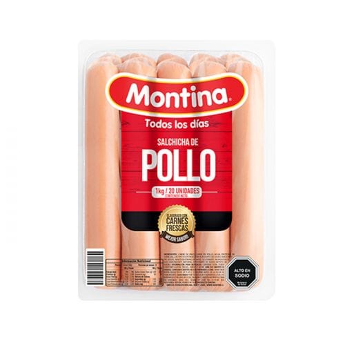 SALCHICHA POLLO MONTINA 1KG 20U - EMBUTIDOS